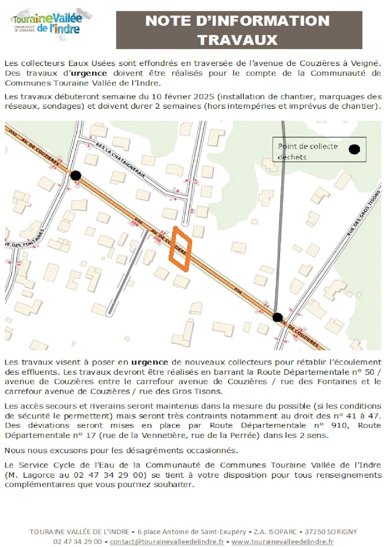 Note d'informations travaux